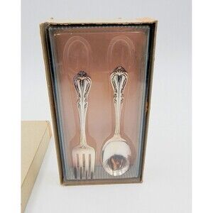 Oneida Harmony Educator Silverplate Infant Baby Child 2 Pc Fork Spoon Set